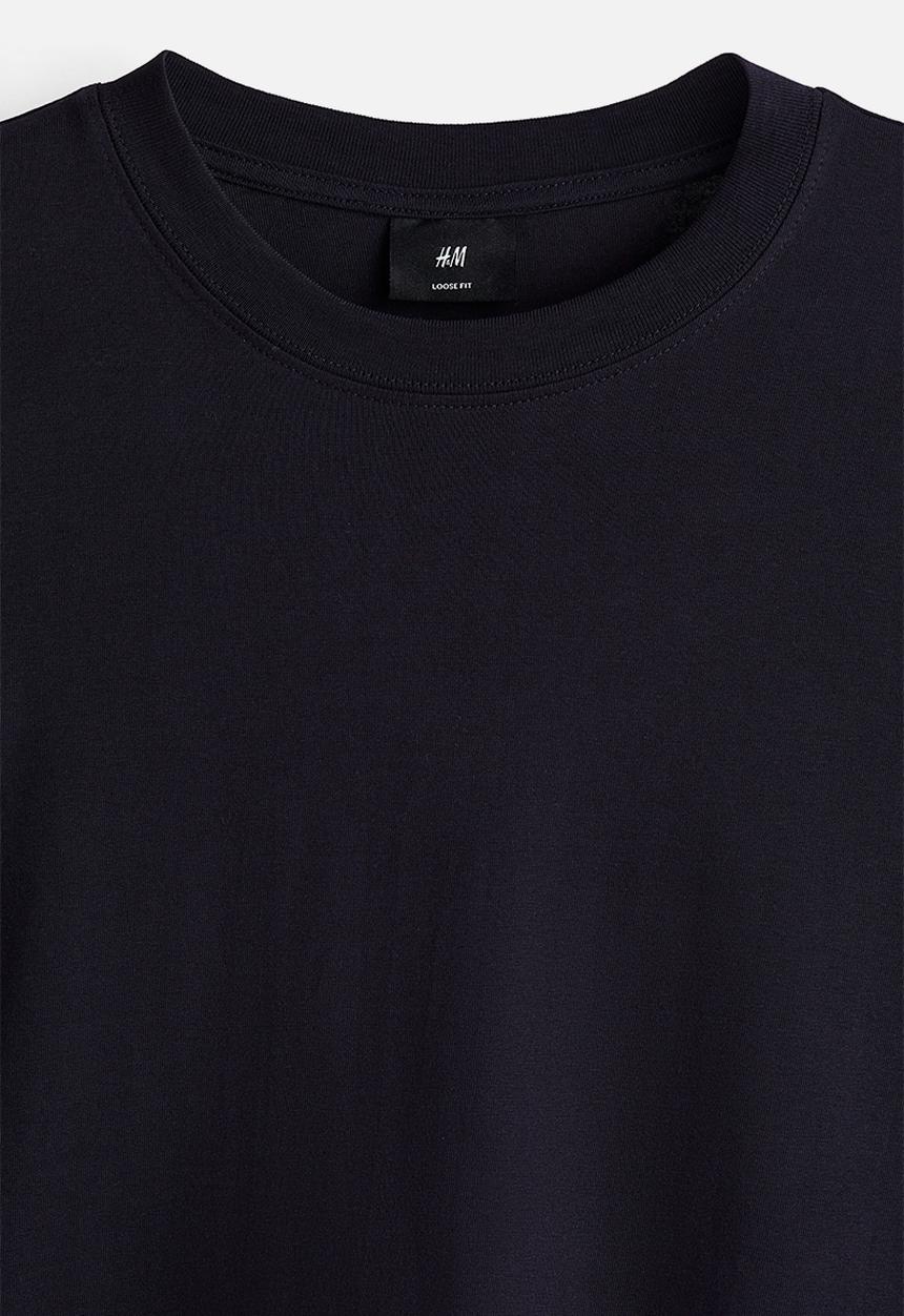 H&M - Loose fit long-sleeved jersey top - navy blue