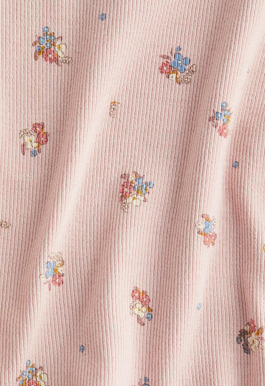 H&M - Ribbed cotton jersey top - light pink floral