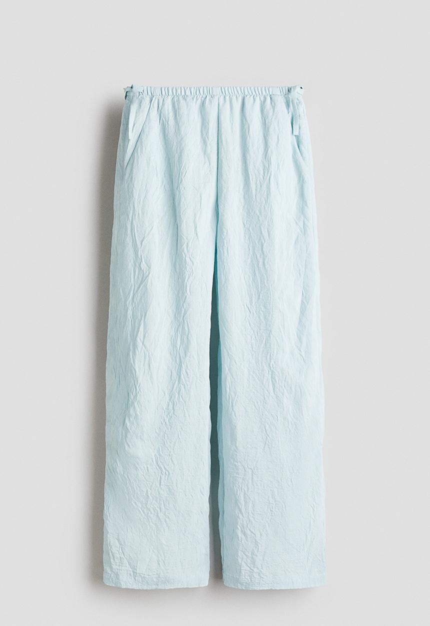 H&M - Tie-detail trousers - light blue 