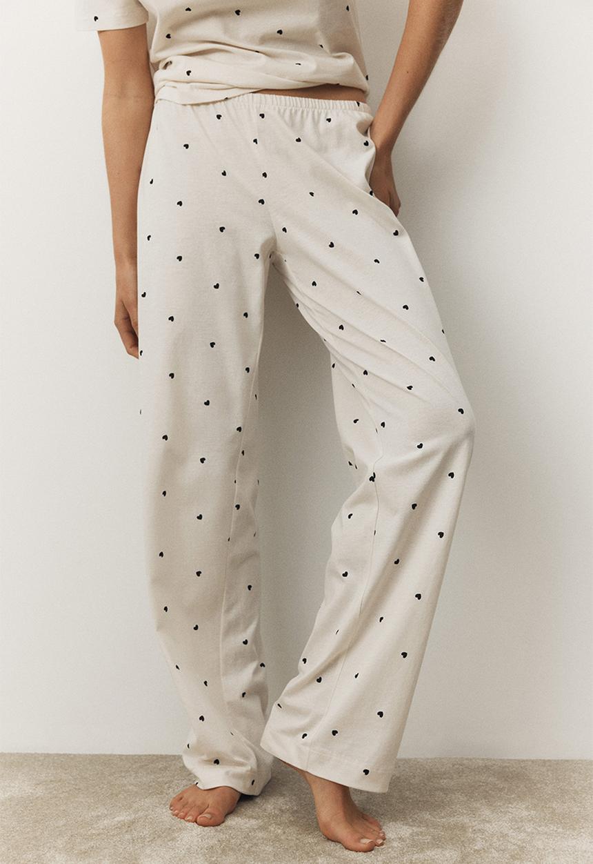 H&M - Jersey pyjamas - cream & black hearts