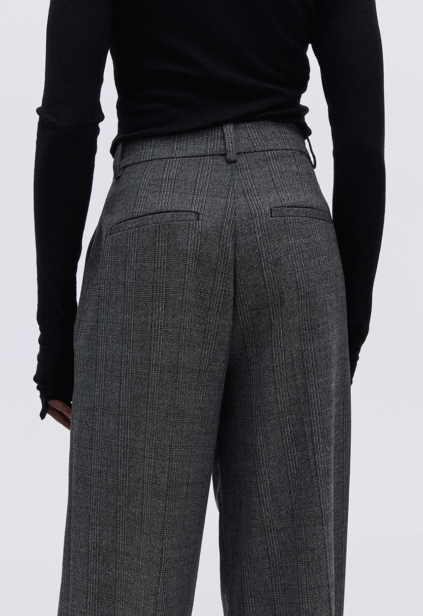 H&M - Wide tailored trousers - dark grey checked