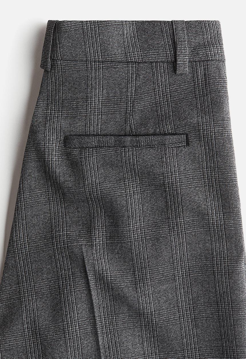 H&M - Wide tailored trousers - dark grey checked