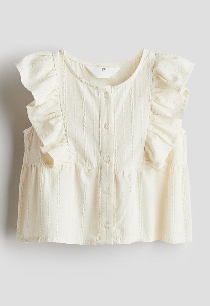 H&M - Sleeveless flounced blouse - light beige
