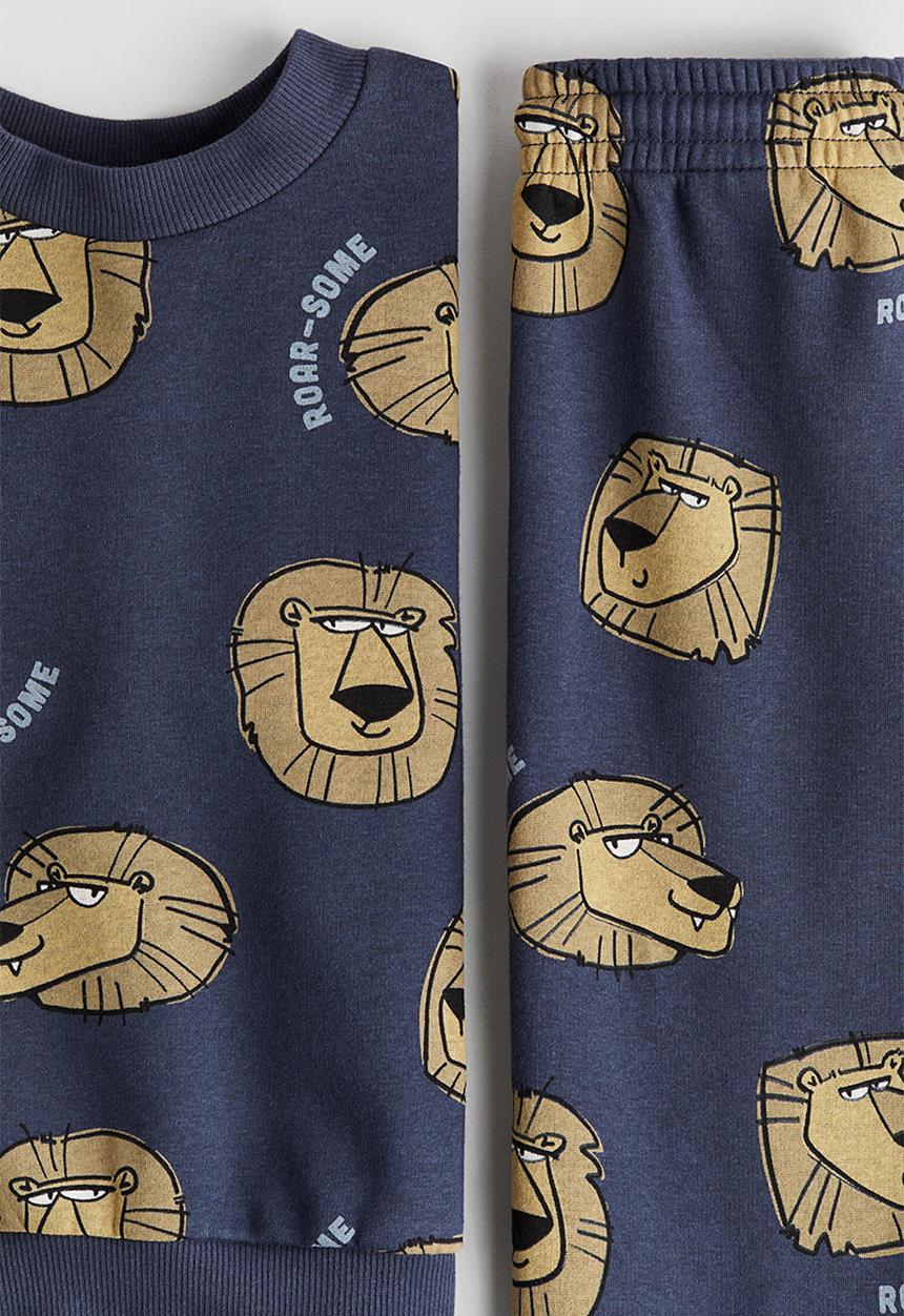 H&M - 2-Piece printed sweatshirt set - dark blue lions