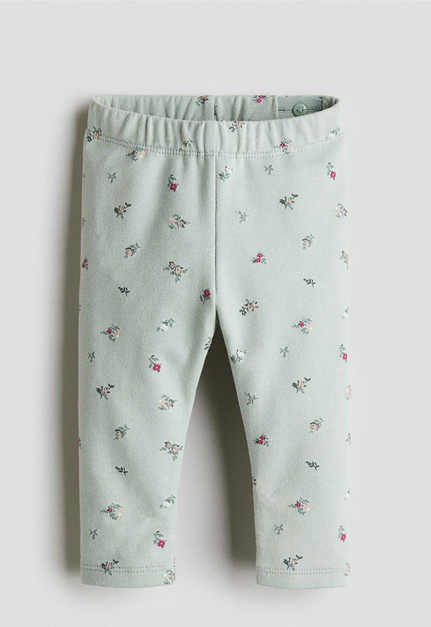 H&M - Printed brushed-inside leggings - mint green/floral