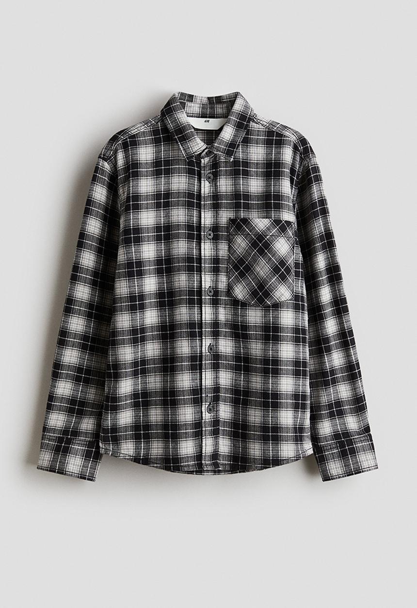 H&M - Cotton flannel shirt - black/checked