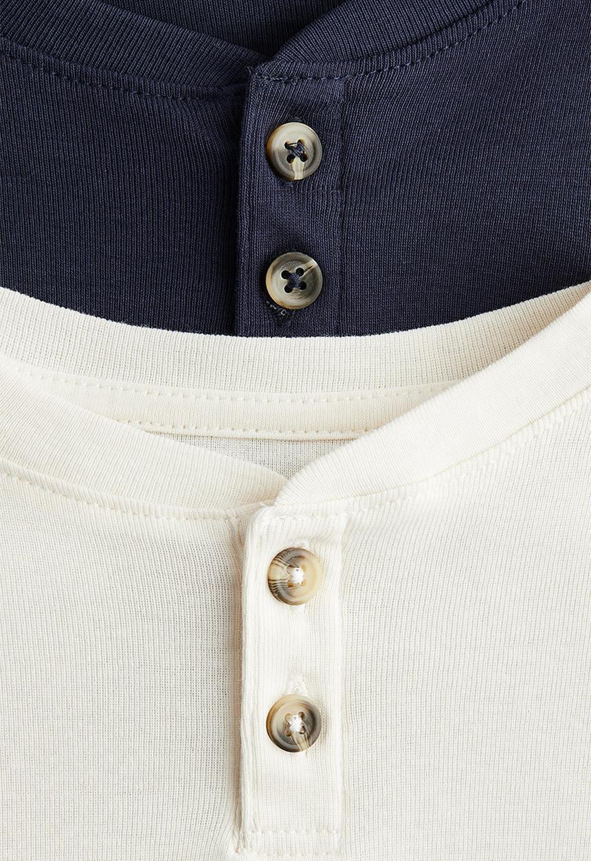 H&M - 2-Pack henley t-shirts - dark blue & white