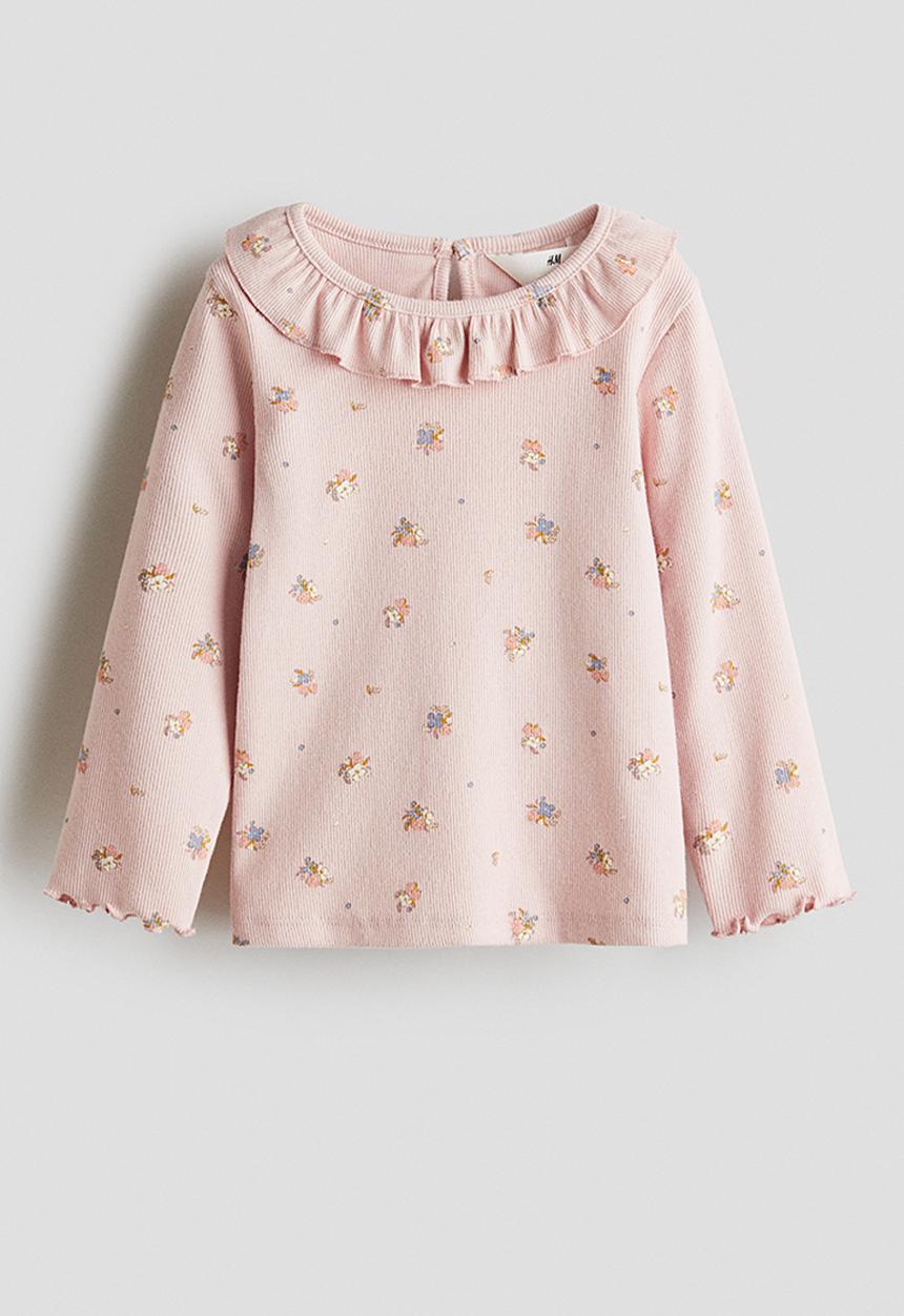 H&M - Ribbed jersey top - pink,multi