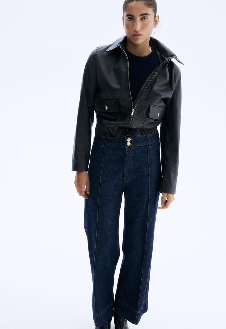 Wide high ankle jeans - dark denim blue - 1302277001