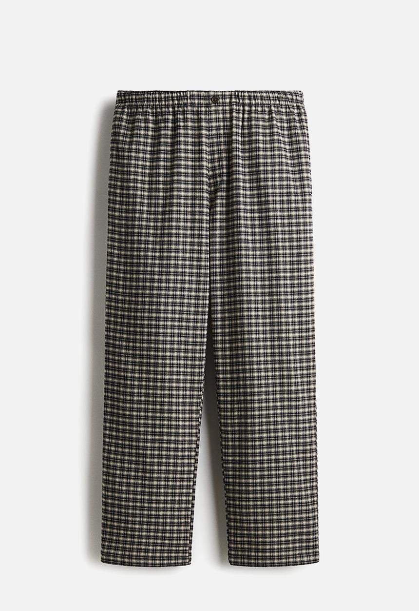 H&M - Flannel pyjama shirt and bottoms - dark blue/checked