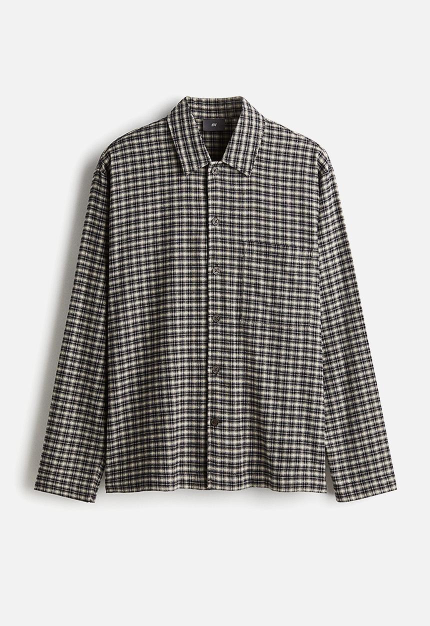 H&M - Flannel pyjama shirt and bottoms - dark blue/checked