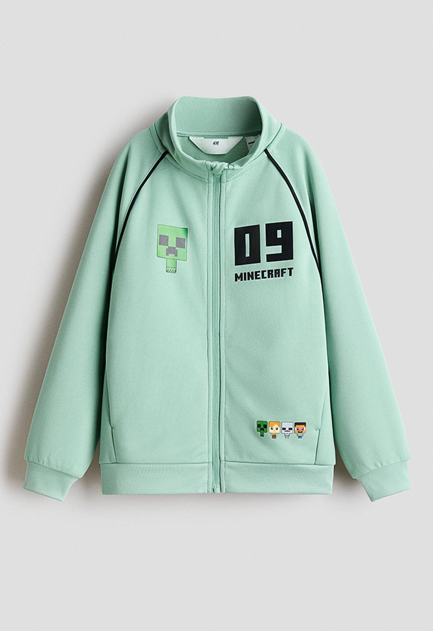 H&M - Printed track jacket - mint green minecraft 