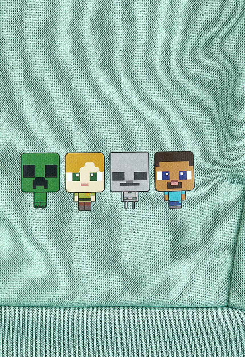 H&M - Printed track jacket - mint green minecraft 