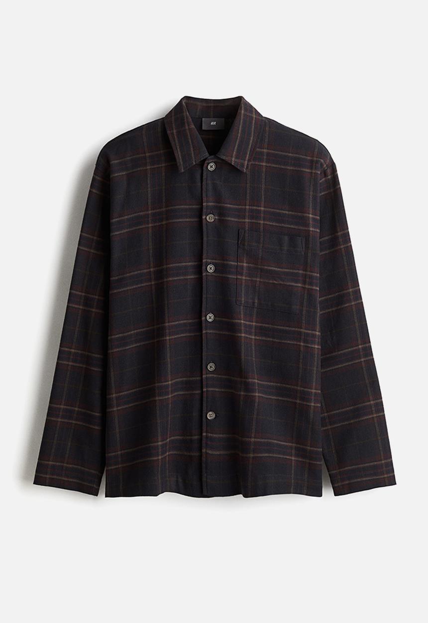 H&M - Flannel pyjama shirt and bottoms - blue,multi