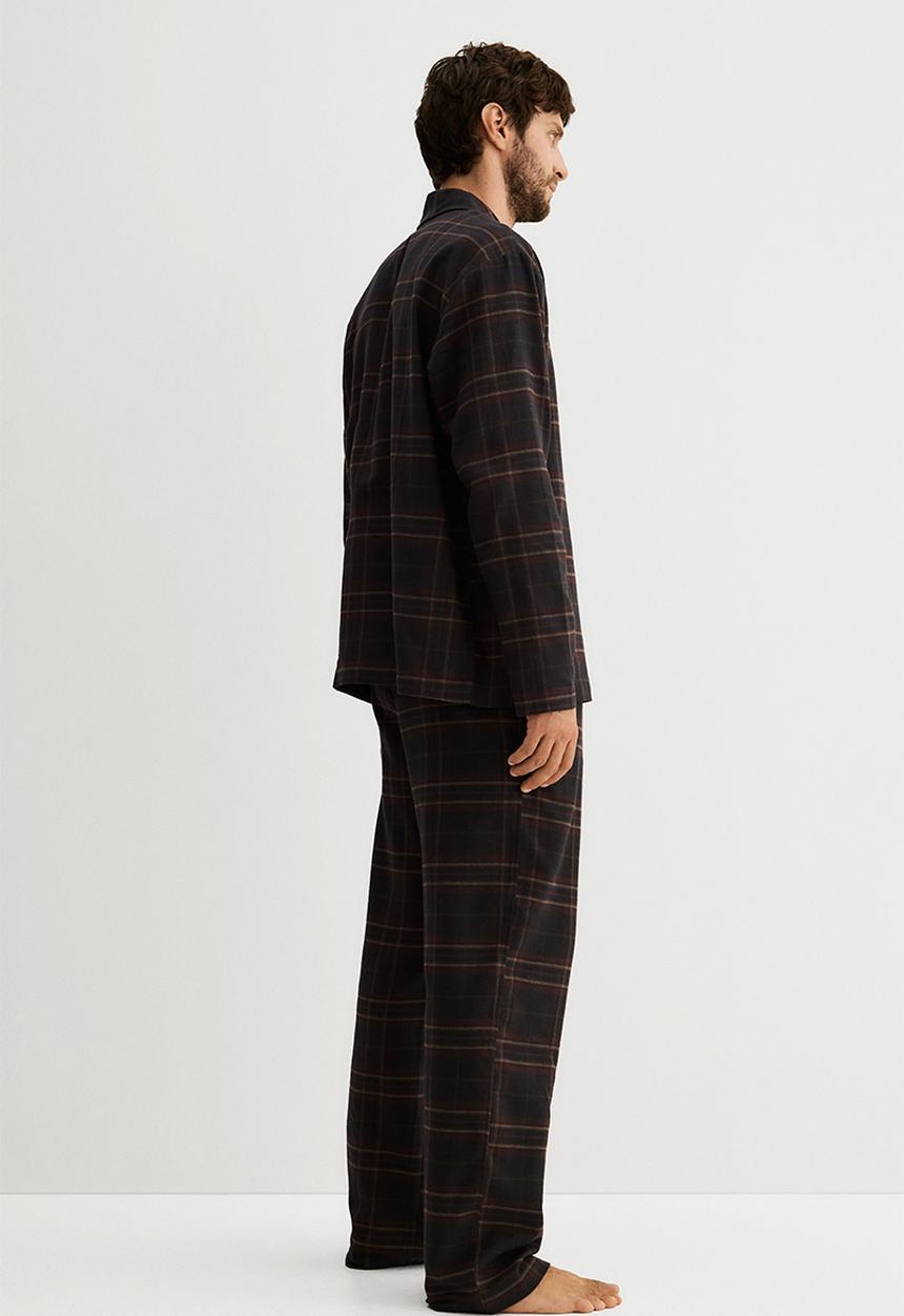 H&M - Flannel pyjama shirt and bottoms - blue,multi