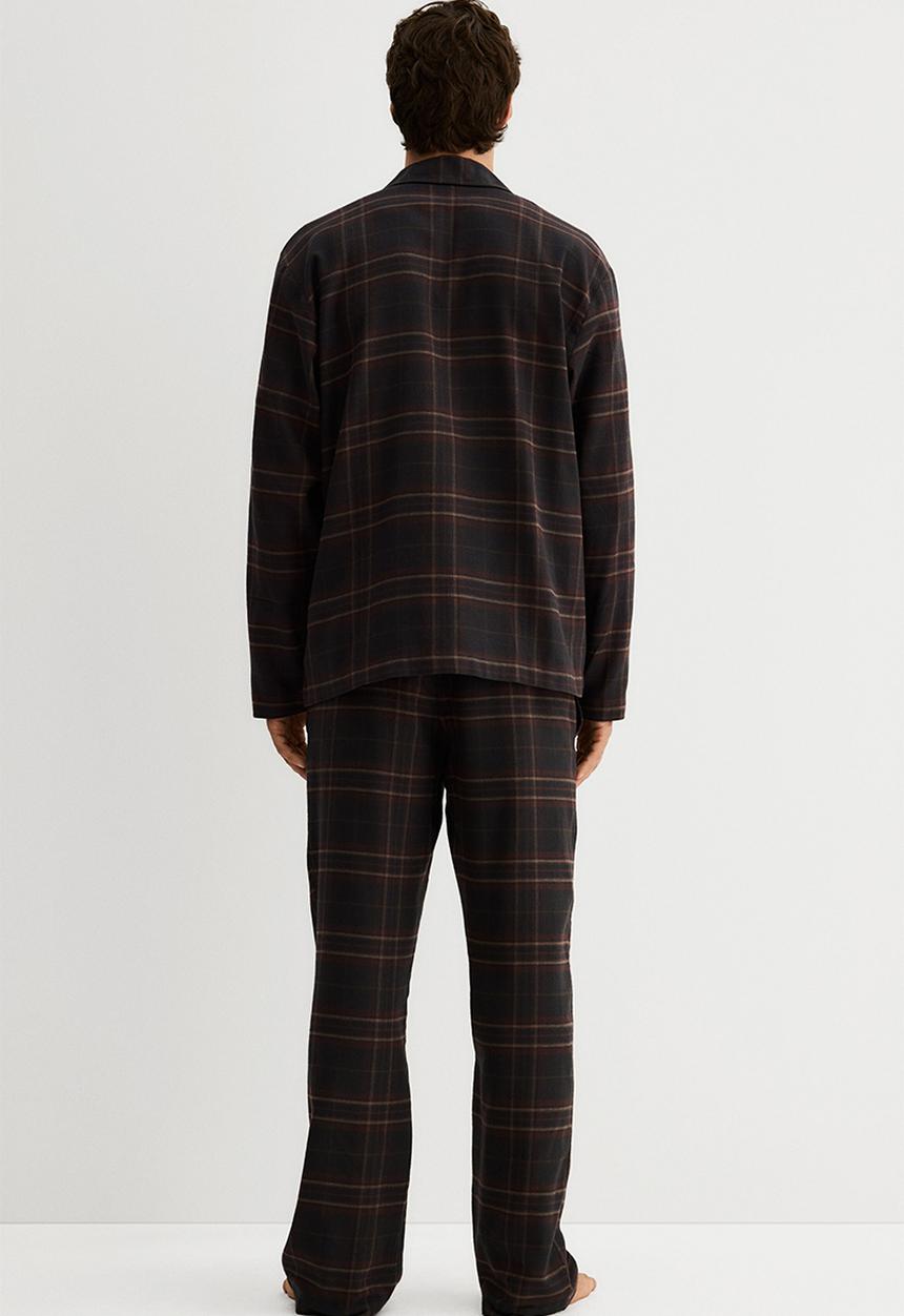 H&M - Flannel pyjama shirt and bottoms - blue,multi