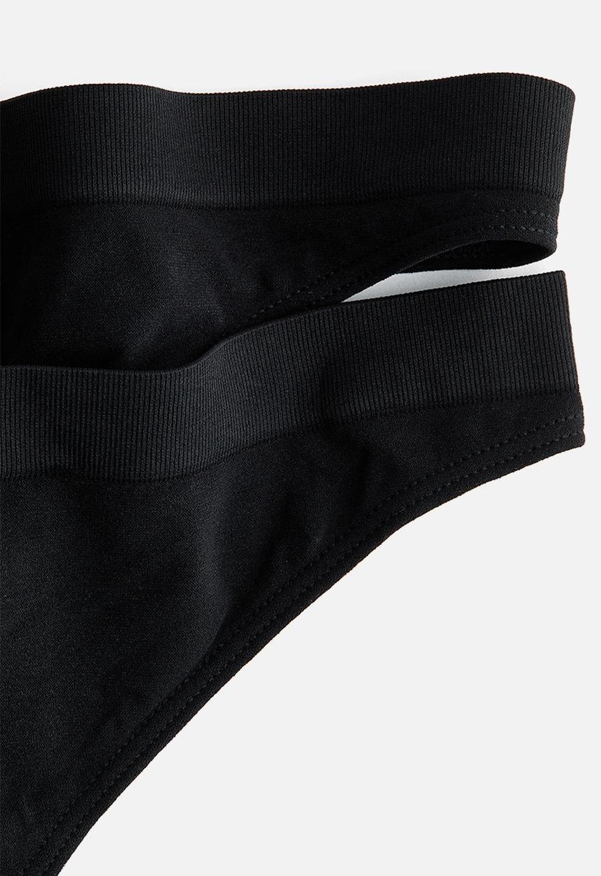 H&M - 2-pack seamless thong briefs - black