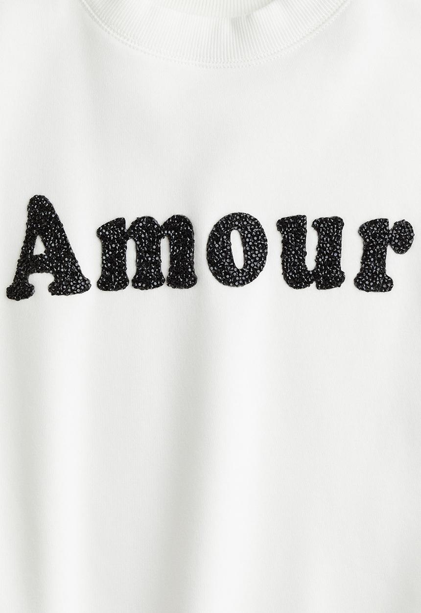 H&M - Motif-detail sweatshirt - white/amour 