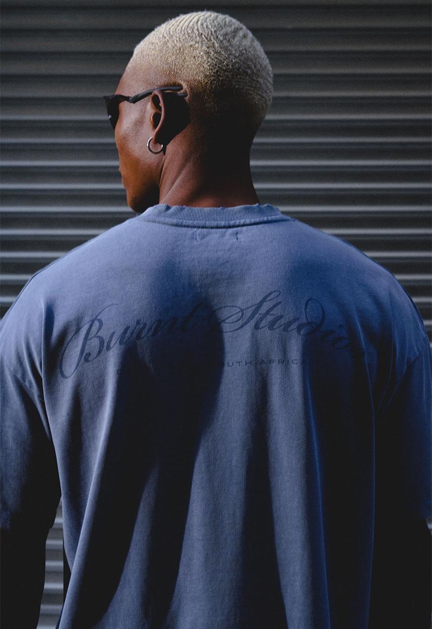 Burnt  - Ultra Heavy Tee - Washed Blue