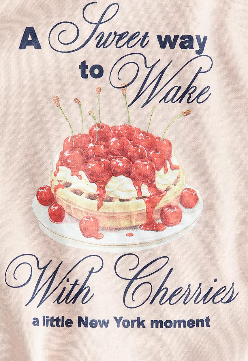 H&M - Motif-detail sweatshirt - light pink/cherries 
