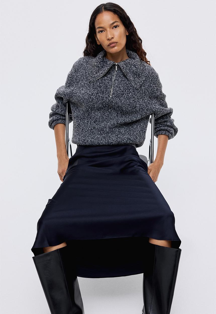 H&M - Midi skirt - navy blue
