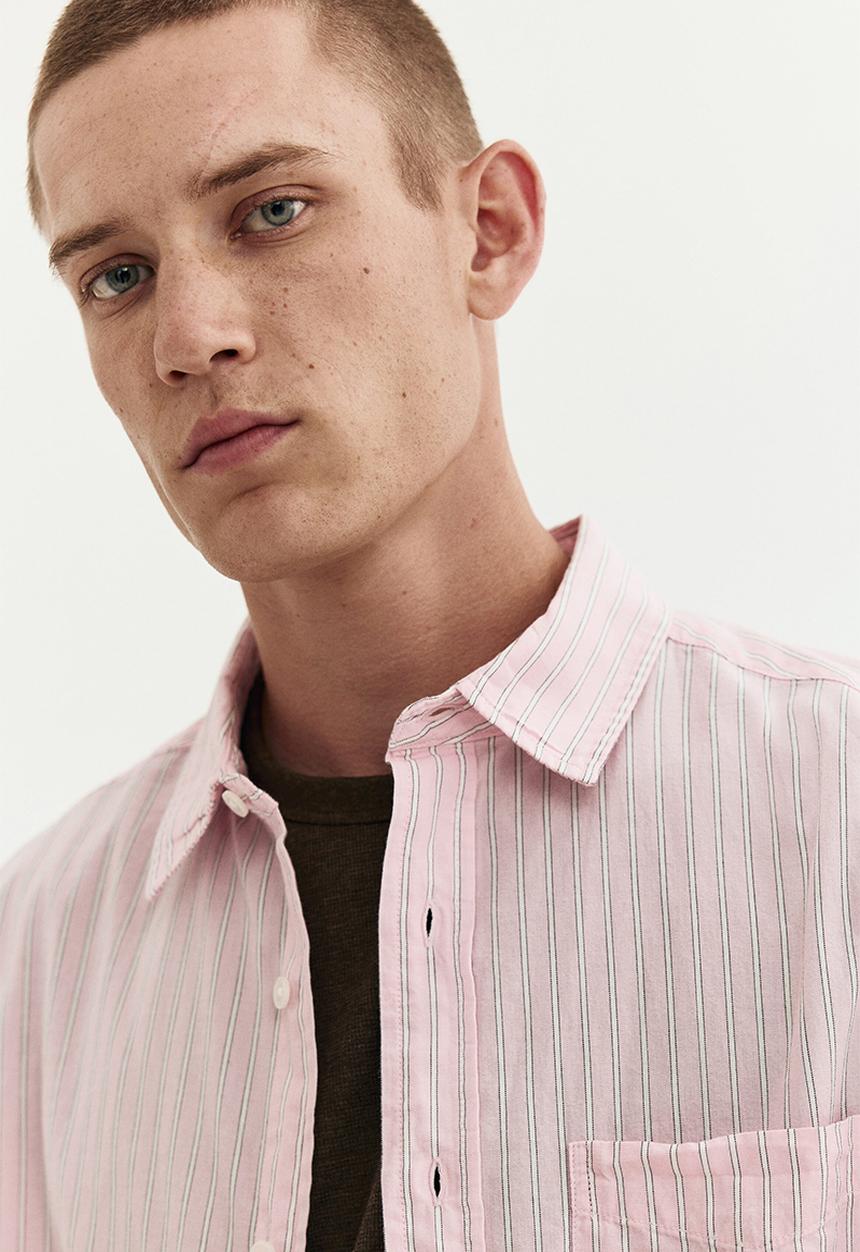 H&M - Relaxed fit cotton shirt - light pink/striped