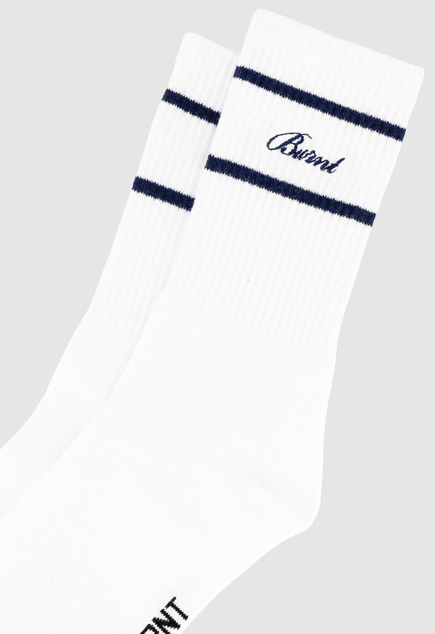 Burnt  - Track Crew Sock - White & Navy