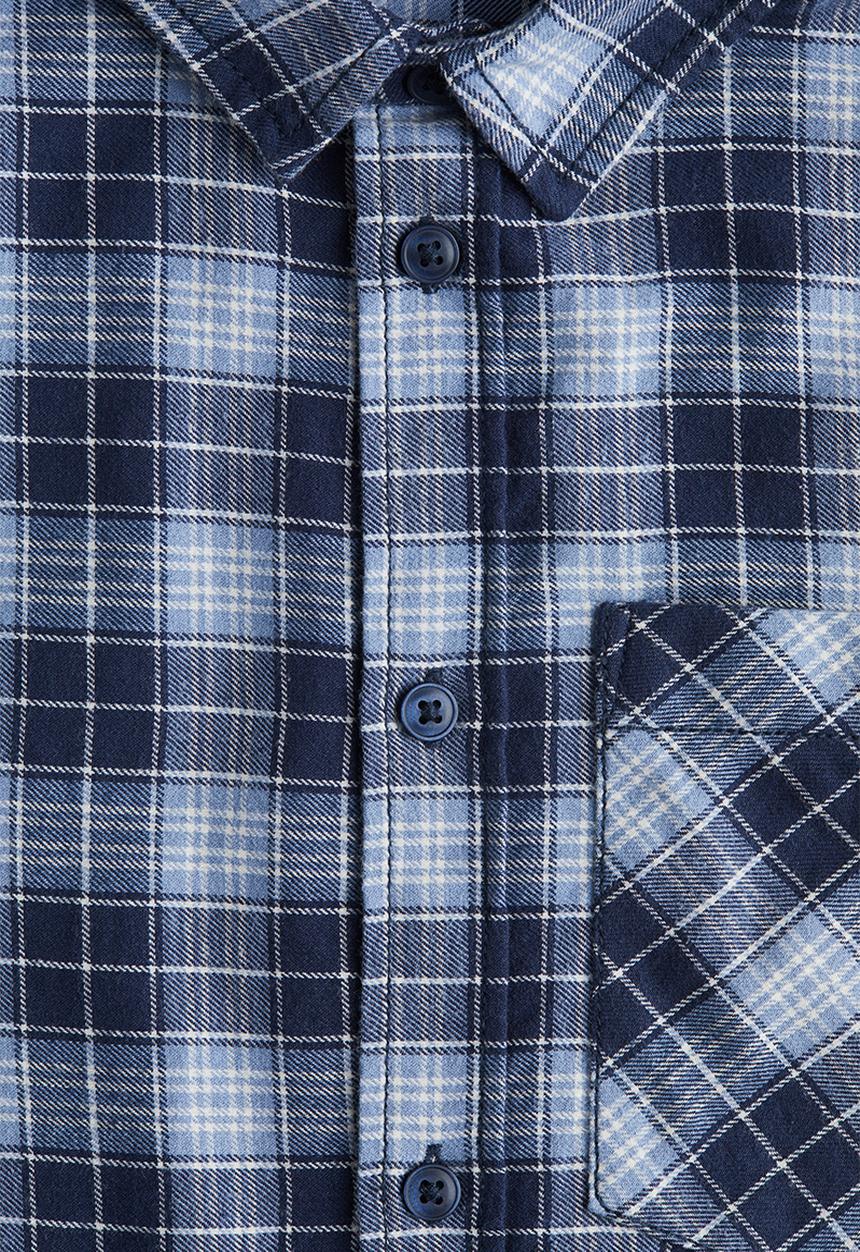 H&M - Cotton flannel shirt -blue/checked