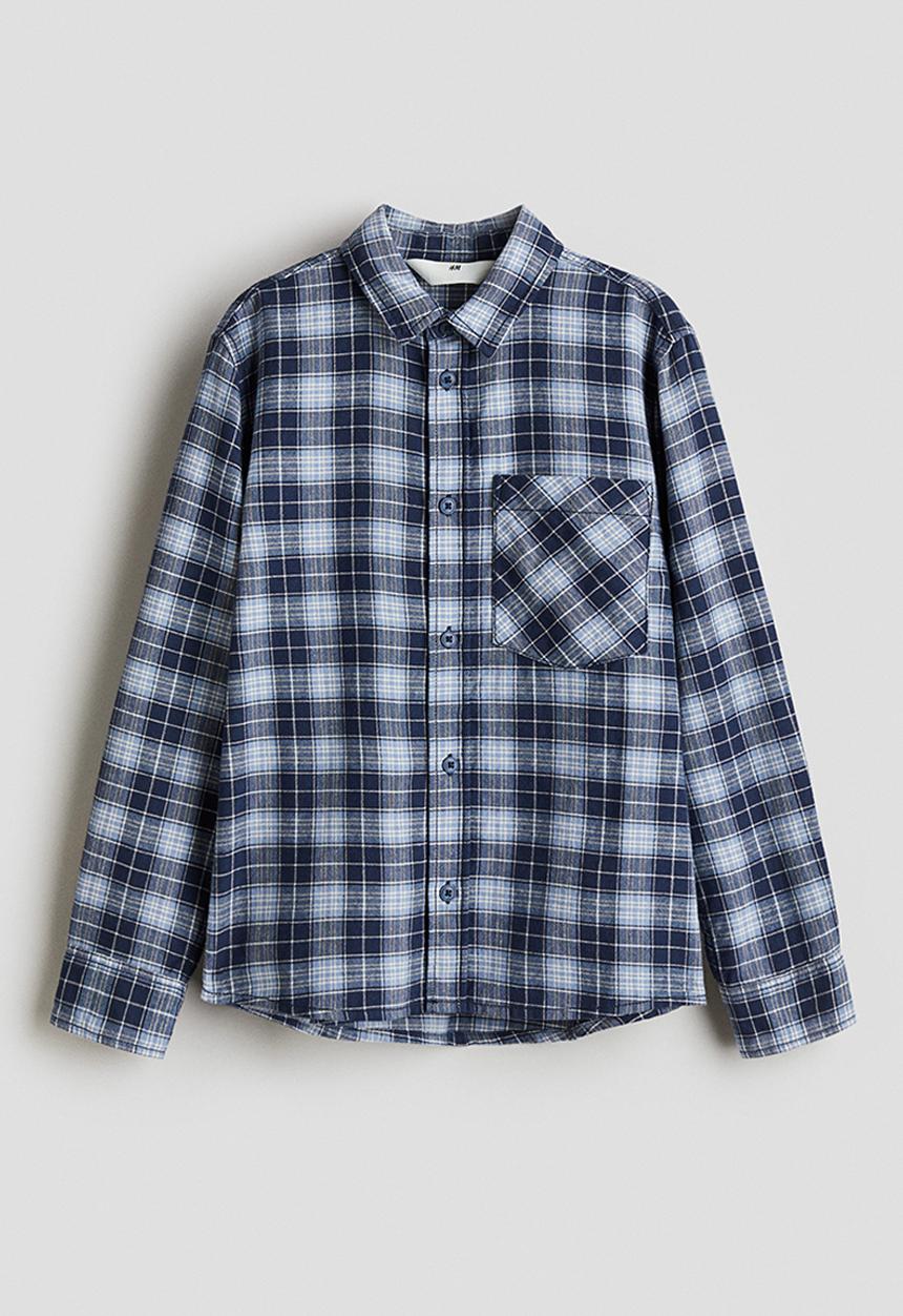 H&M - Cotton flannel shirt -blue/checked