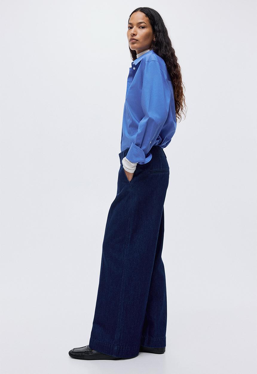 H&M - Wide high jeans - dark denim blue