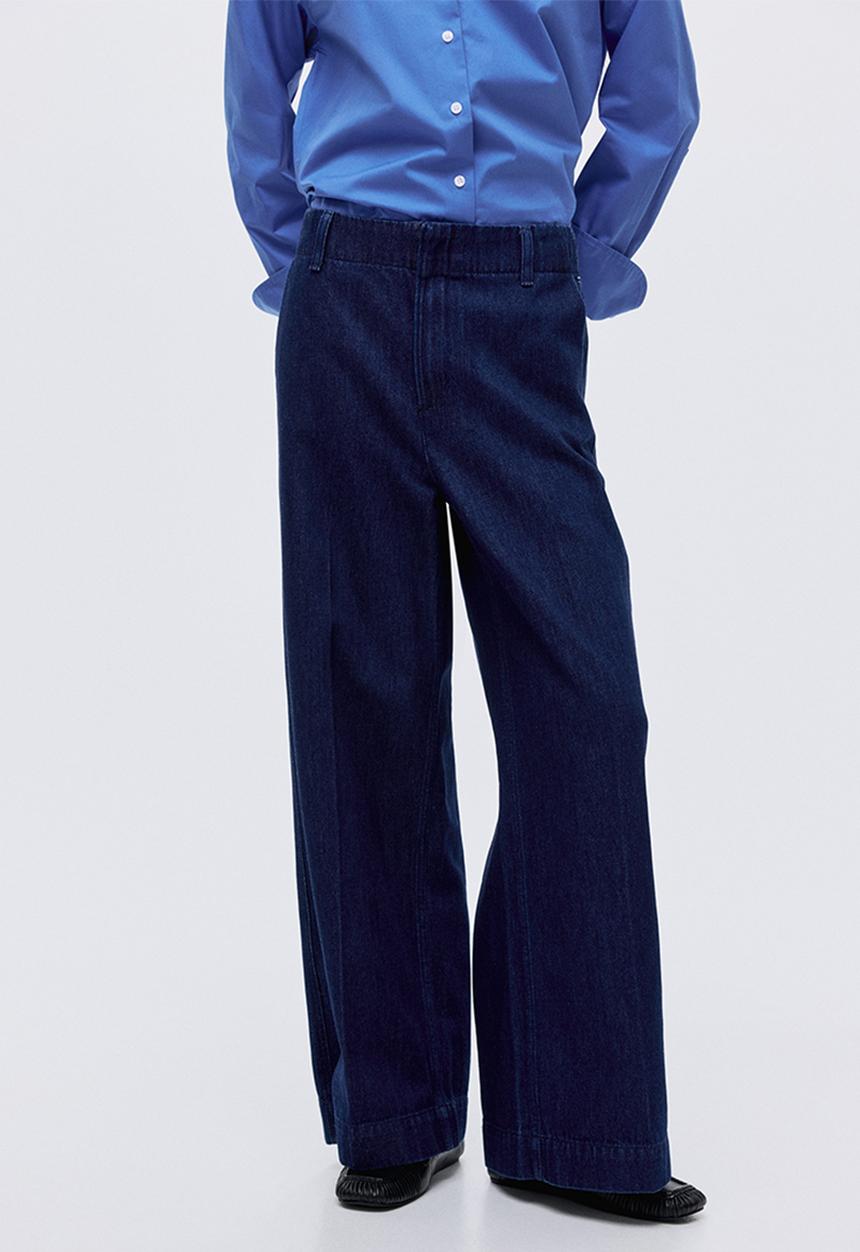 H&M - Wide high jeans - dark denim blue