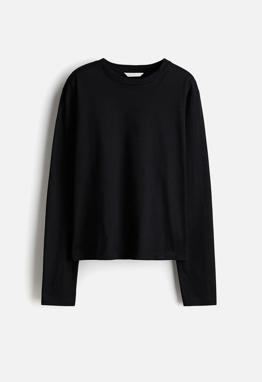 H&M - Long-sleeved cotton top - black
