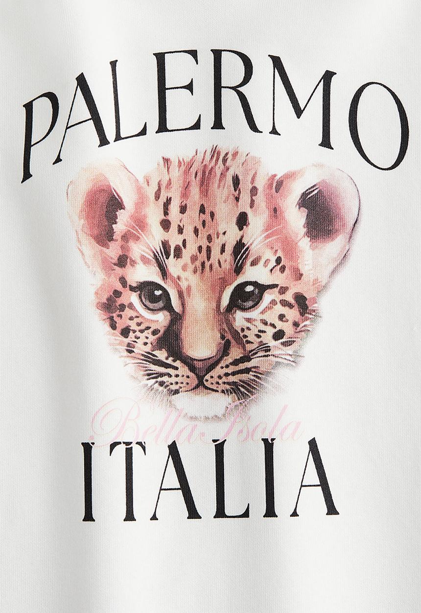 H&M - Oversized motif-detail hoodie - white/palermo