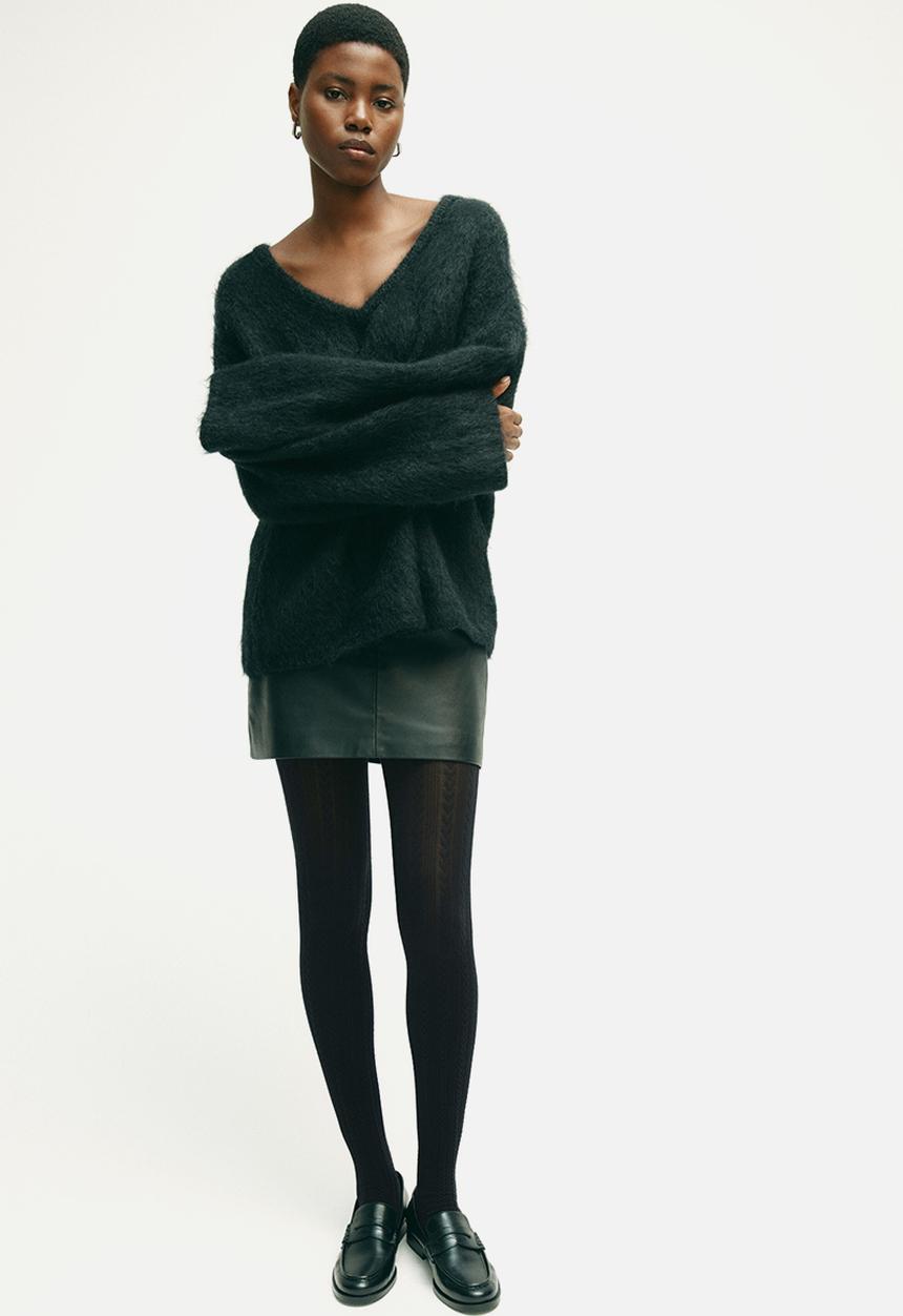 H&M - Cable-knit tights - black