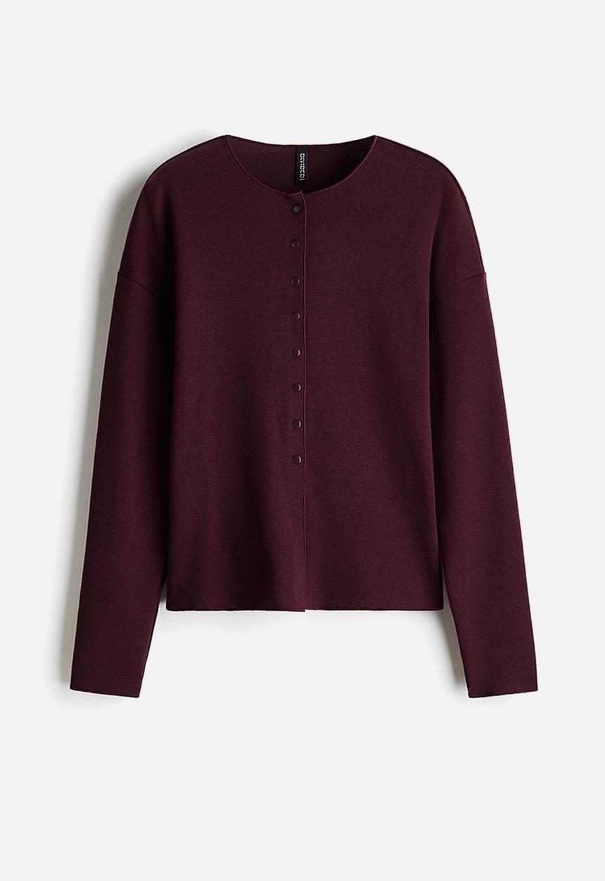H&M - Textured-knit cardigan - burgundy