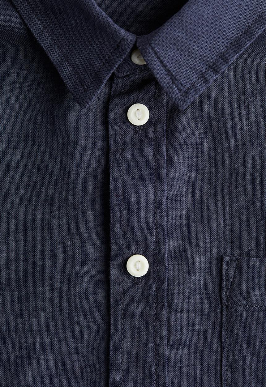 H&M - Linen-blend shirt - navy blue 