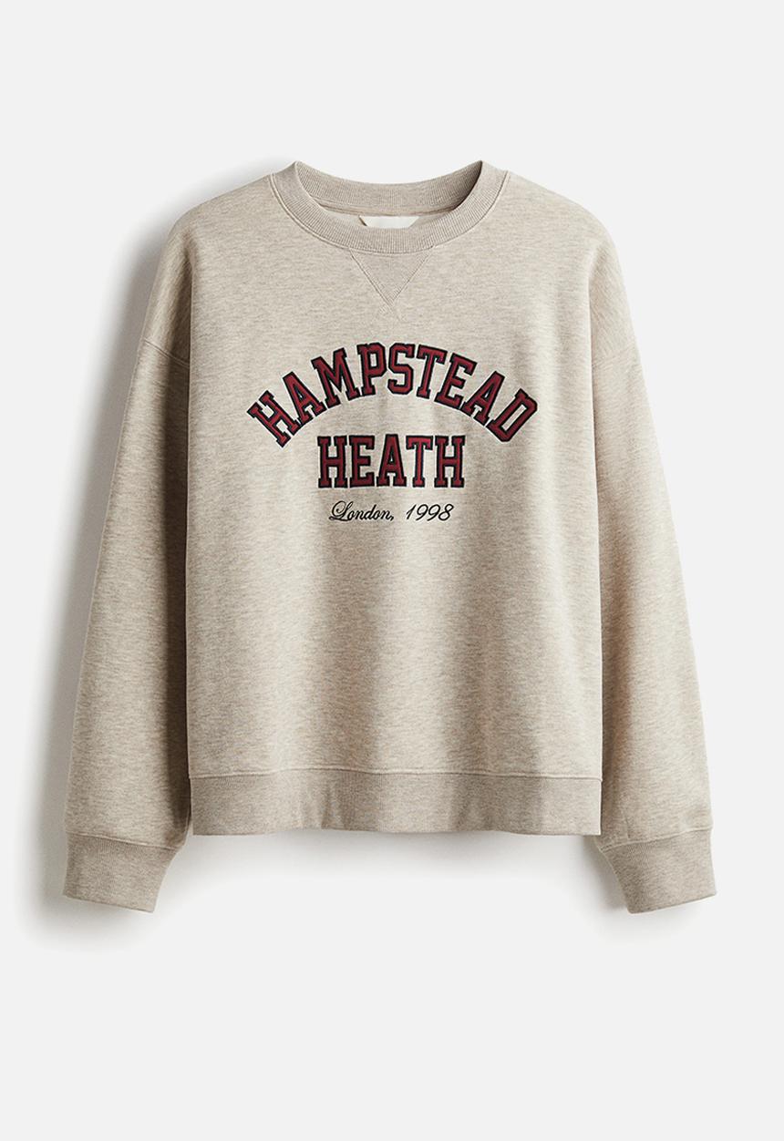 H&M - Text-motif sweatshirt -  light beige/hampstead heath