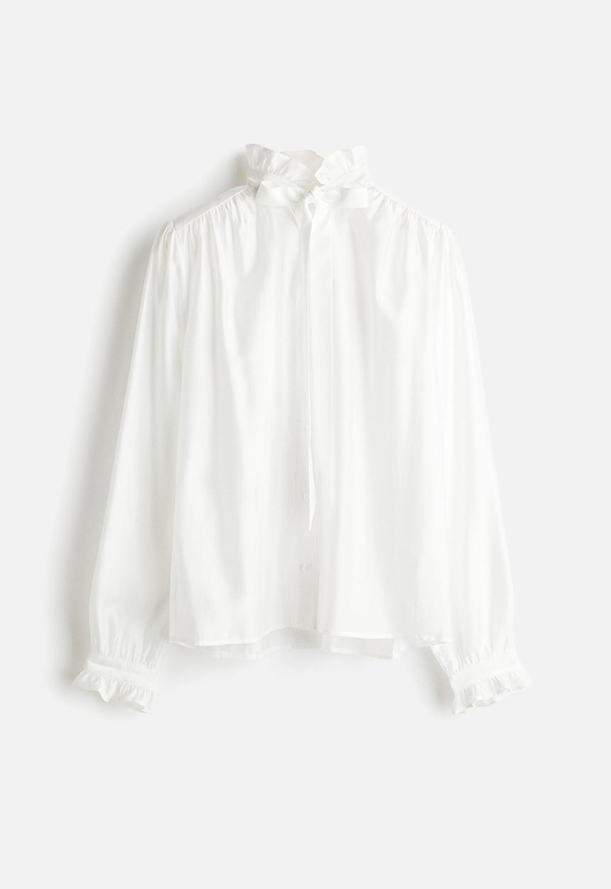 H&M - Bow-collar blouse - white