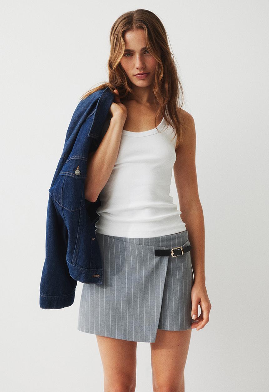H&M - Wrap skort - grey pinstriped