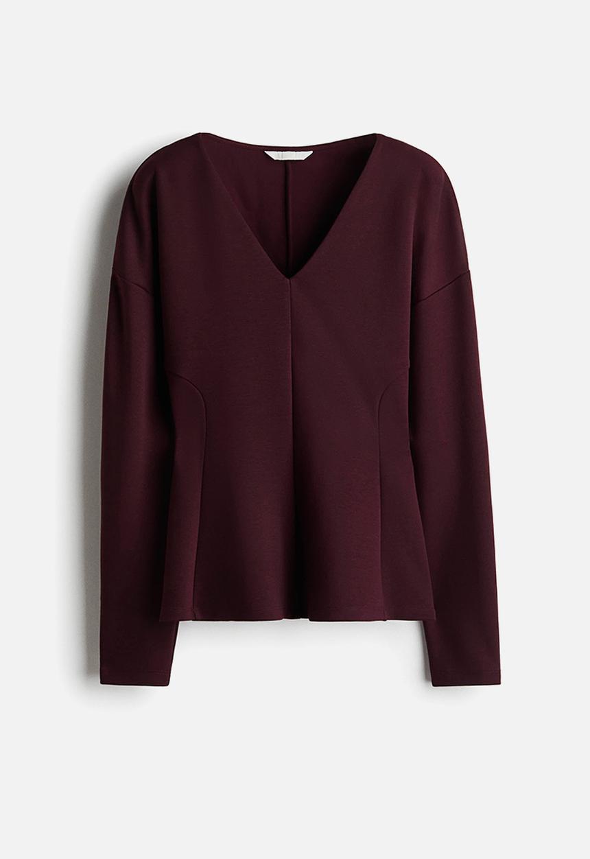 H&M - Waisted scuba top - burgundy