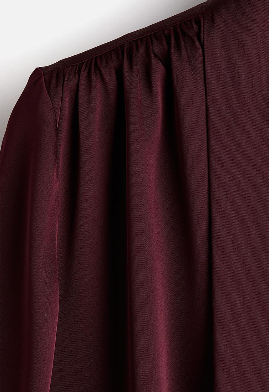 H&M - Tie-neck chiffon blouse - burgundy