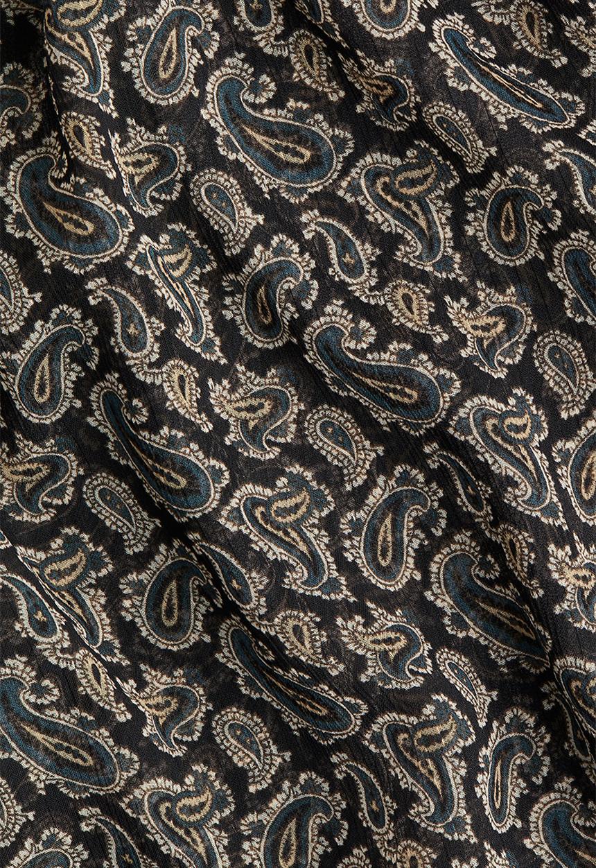 H&M - Tie-neck chiffon blouse - navy blue/paisley pattern