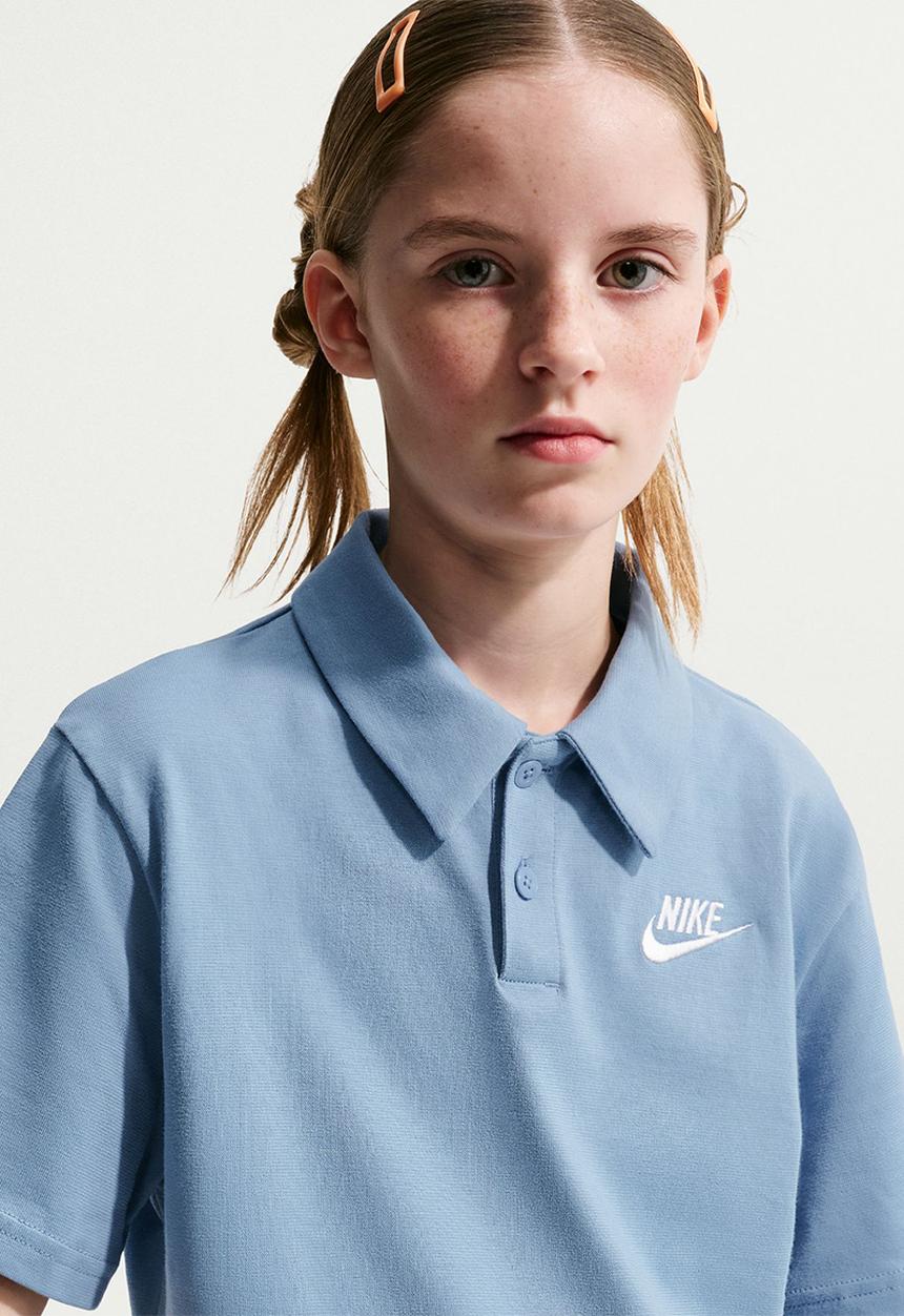 Nike - K Nsw Club Knit Ss Polo Lbr - Work Blue/White