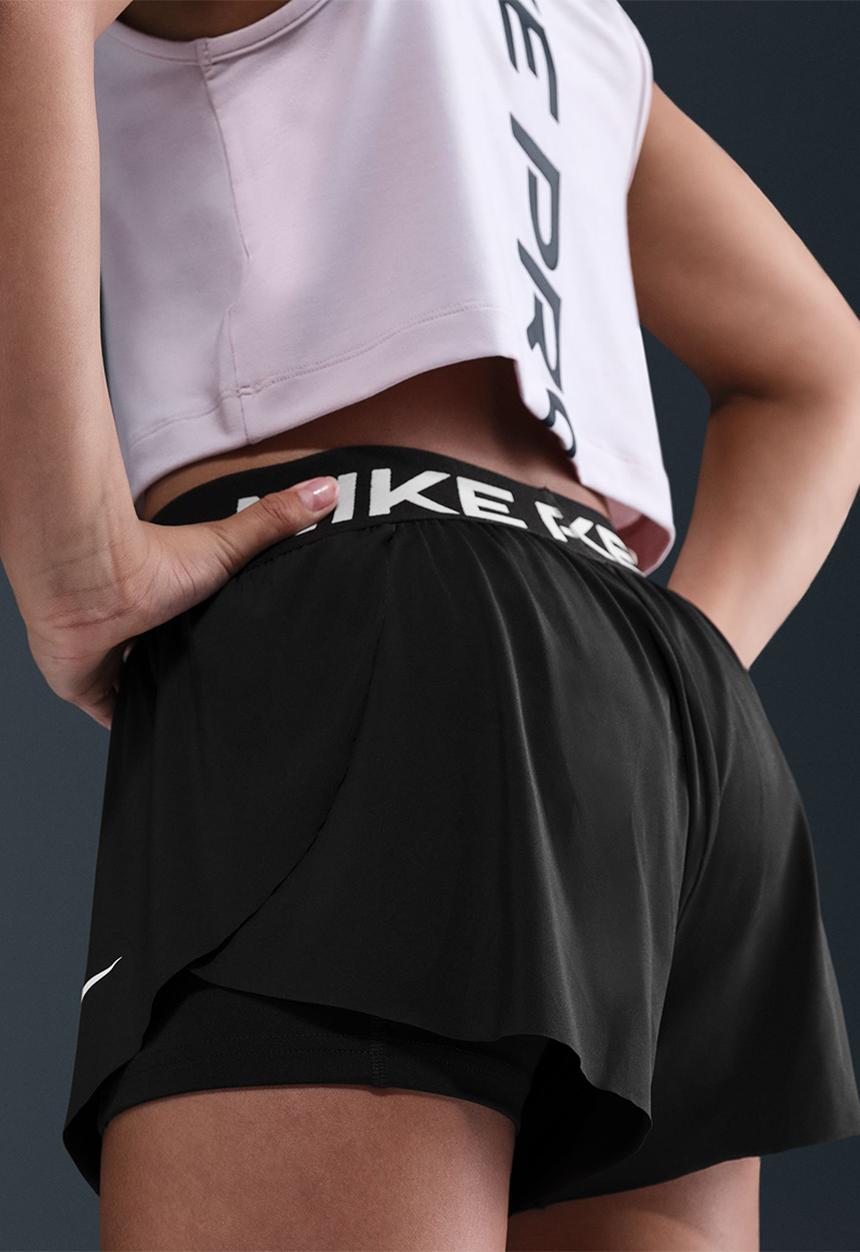 Nike - Girls Np Dri-Fit 2 In 1 short - Black/Black/White