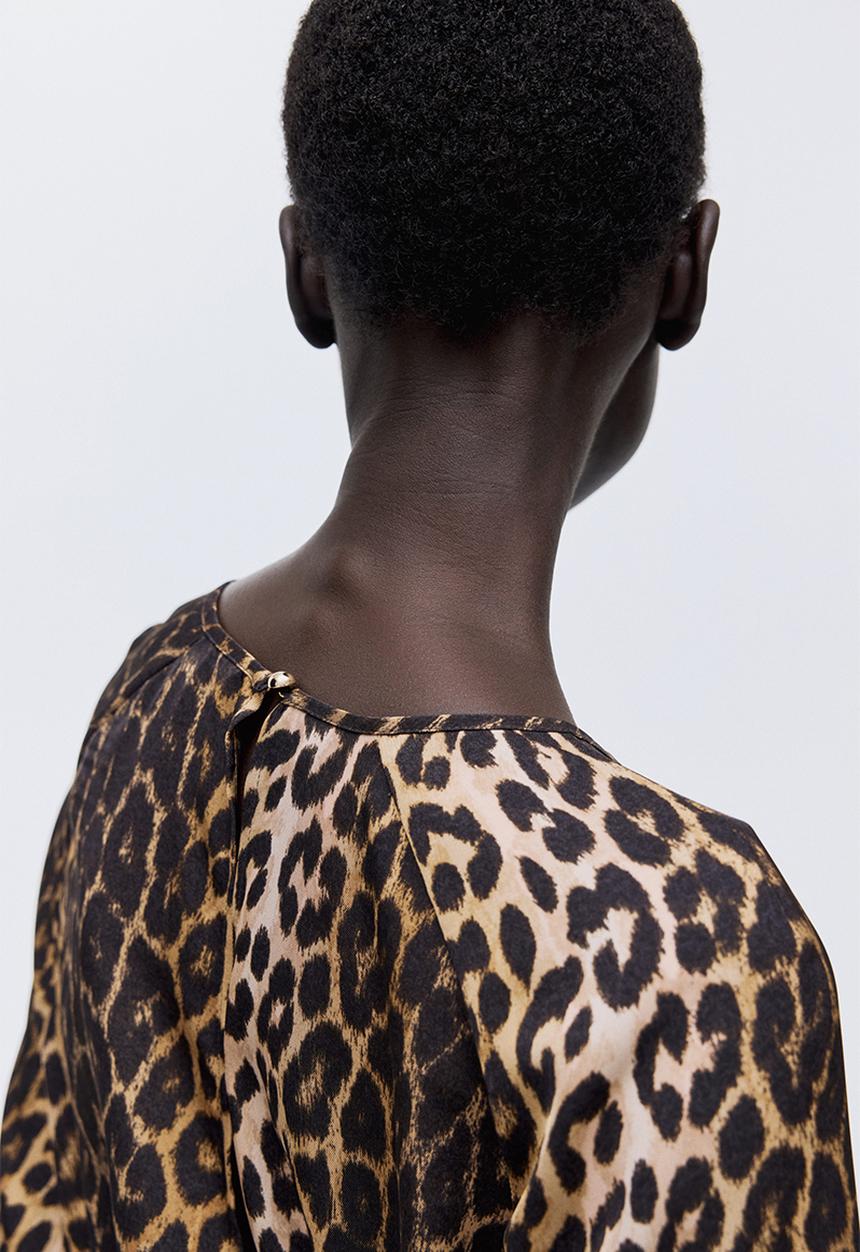 H&M - A-line dress - beige leopard print