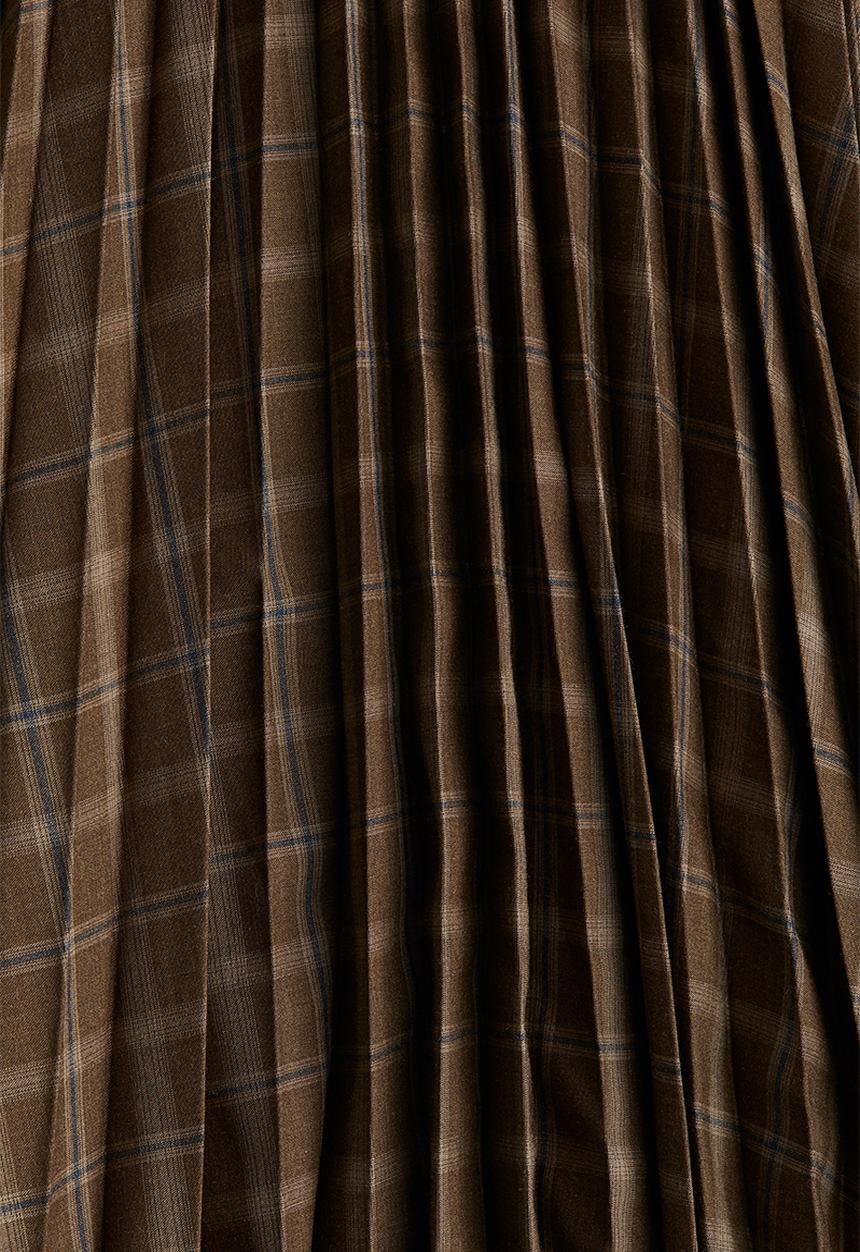 H&M - Pleated circular skirt - dark beige checked