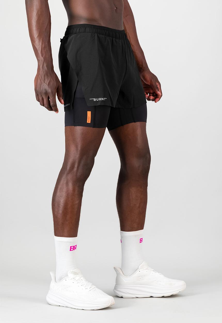 Burnt  - Sprintracer men's 2-in-1 pro short - black