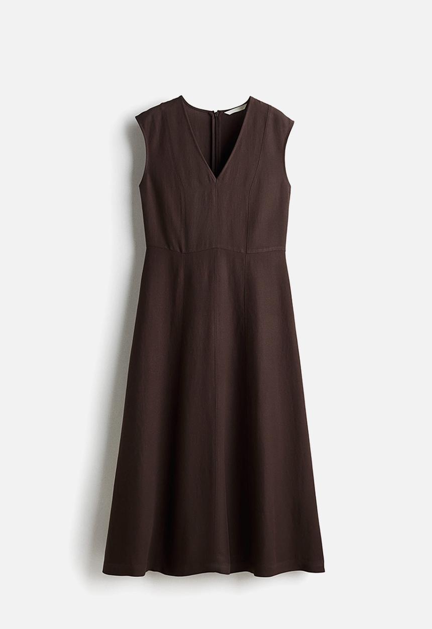 H&M - Sleeveless midi dress - dark brown