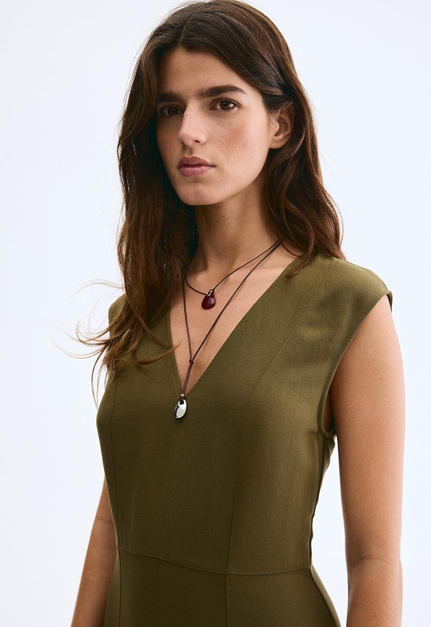 H&M - Sleeveless midi dress - khaki green