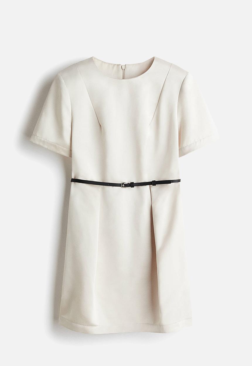 H&M - Belted shift dress - light beige